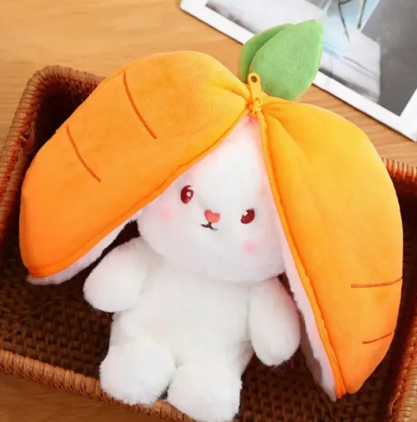 Reversible Carrot Rabbit Bunny Plush Pillow | Cute Plush Toy with Carrot Zipper